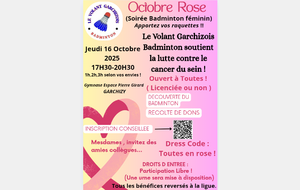 Soirée Badminton Féminin ( Octobre Rose )