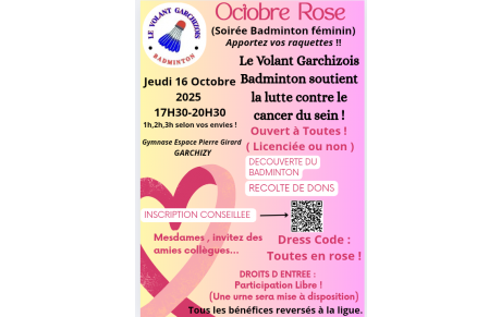 Soirée Bad Féminin pour la bonne cause ! 🏸💗 Jeudi 16 Octobre 2025